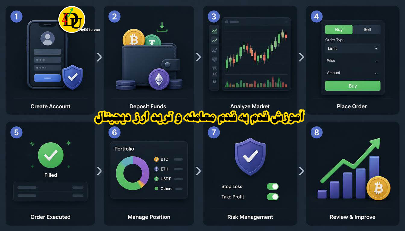 آموزش قدم به قدم معامله و ترید ارز دیجیتال