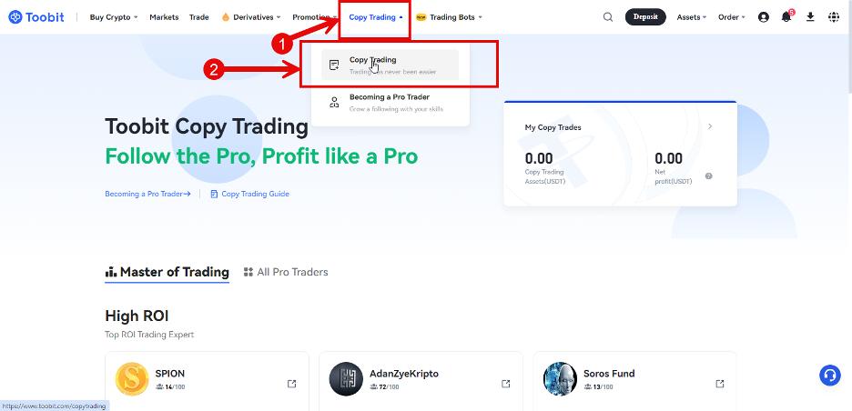 ورود به بخش کپی ترید توبیت